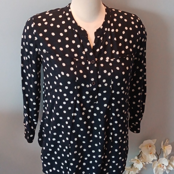 Anthropologie Maeve Brunia popover Henley polka dot blouse - Picture 2 of 6